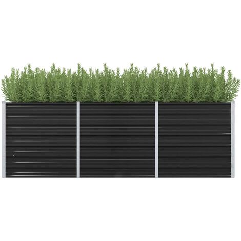 vidaXL Garten-Hochbeet Anthrazit 240 x 80 x 77 cm Verzinkter Stahl (1/6)