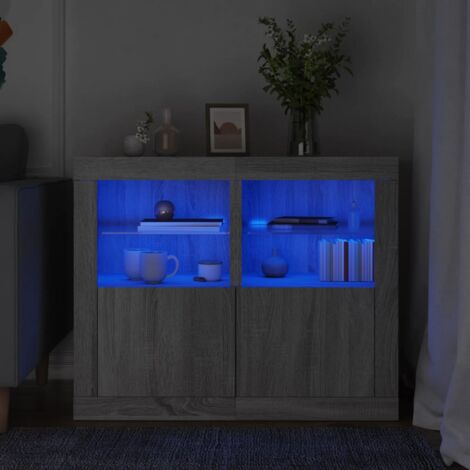 Seitenmöbel und LED-Leuchten 2 Stk. Sonoma Grau