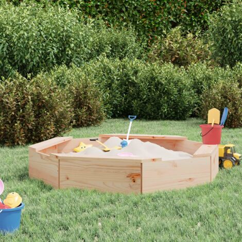 Sandkasten mit Sitzen Achteck Massivholz Kiefer vidaXL100565