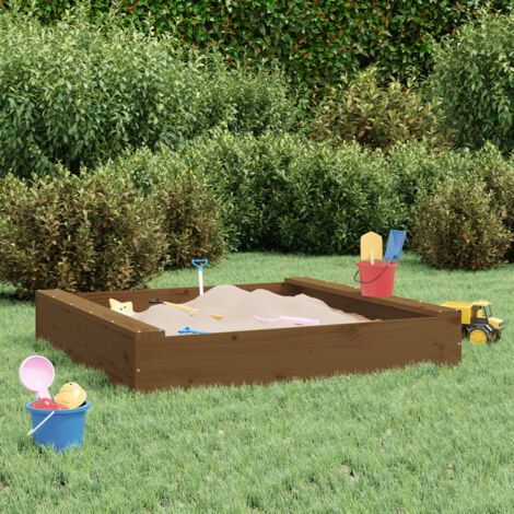 Sandkasten mit Sitzen Honigbraun Quadratisch Massivholz Kiefer vidaXL545771