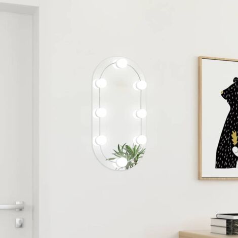 Spiegel mit LED-Leuchten 60x30 cm Glas Oval vidaXL833525