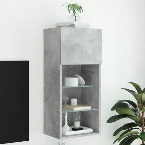 TV-Schrank mit LED-Leuchten Betongrau 40,5x30x90 cm vidaXL