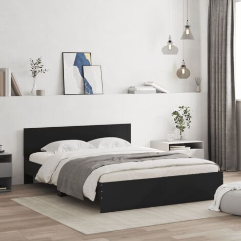 Bettgestell mit Kopfteil Schwarz 140x200 cm vidaXL520911