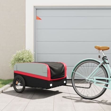 vidaXL Fahrradanhänger schwarz und rot 45 kg Stahl