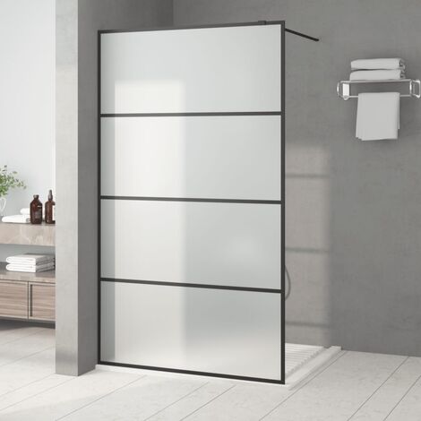 Duschwand für Begehbare Dusche Schwarz 115x195 cm Matt ESG-Glas vidaXL566421