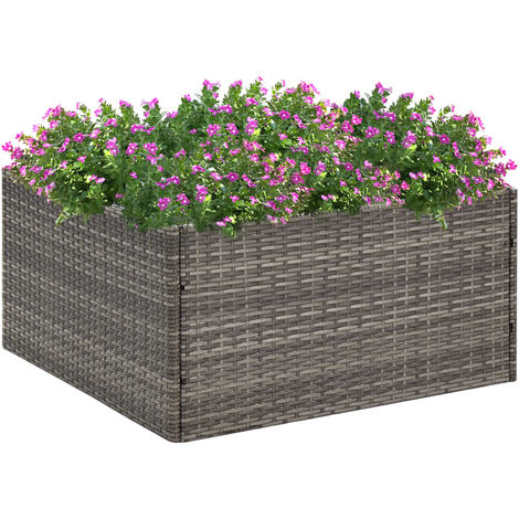 Pflanzkübel Grau 80x80x40 cm Poly Rattan vidaXL374795