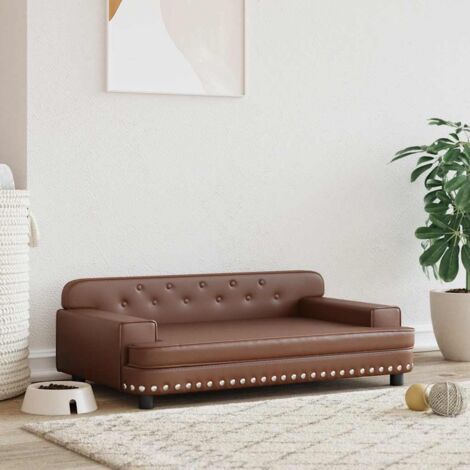 Hundebett braun 90x53x30 cm Kunstleder