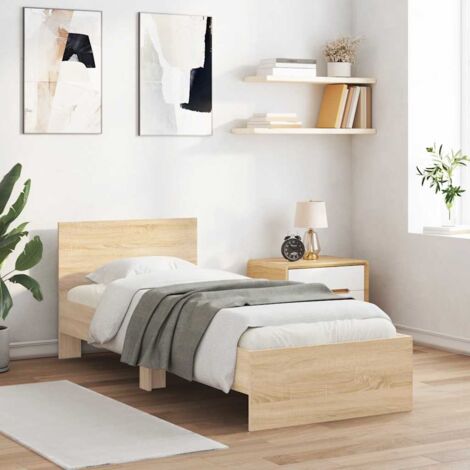 Bettgestell mit Kopfteil Sonoma-Eiche 90x190 cm Holzwerkstoff vidaXL639359