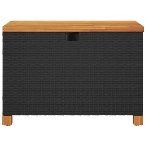 GartenAuflagenbox Schwarz 80x40x48 cm Poly Rattan Akazienholz vidaXL73001