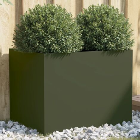 Pflanzkübel Olivgrün 62x47x46 cm Kaltgewalzter Stahl vidaXL15812