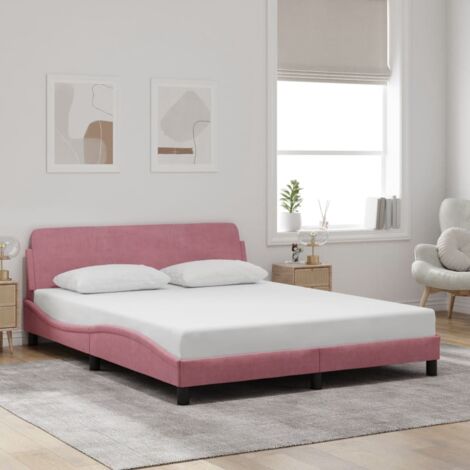 Bettgestell mit Kopfteil Rose 160x200 cm Velours (1/5)