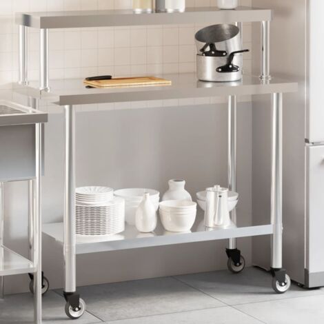 Edelstahl Überregal Doppelt – Höhenverstellbar, 550 Lb Tragkraft, 80x30x60 Cm, Für Küche, Werkstatt & Restaurant