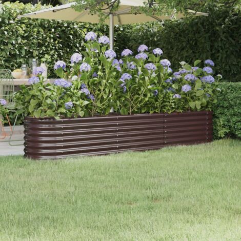 Hochbeet Pulverbeschichteter Stahl 224x40x36 cm Braun vidaXL381435