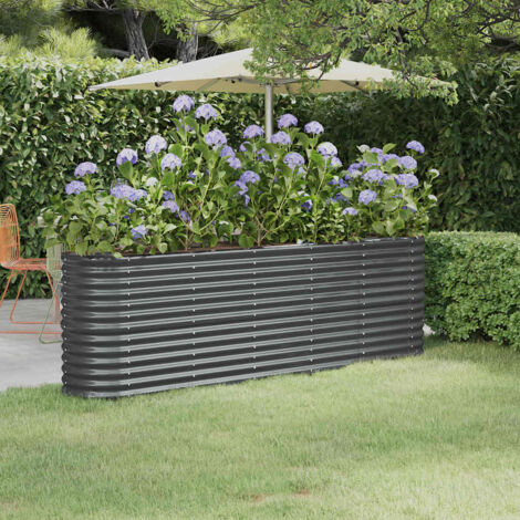 vidaXL Hochbeet Pulverbeschichteter Stahl 224x40x68 cm Anthrazit