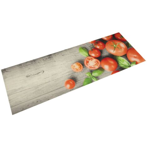 vidaXL Waschbarer Küchentepich Tomatenmotiv 45x150cm Velours
