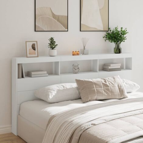 LED-Kopfteil mit Ablagen Weiß 200x17x102 cm vidaXL924084