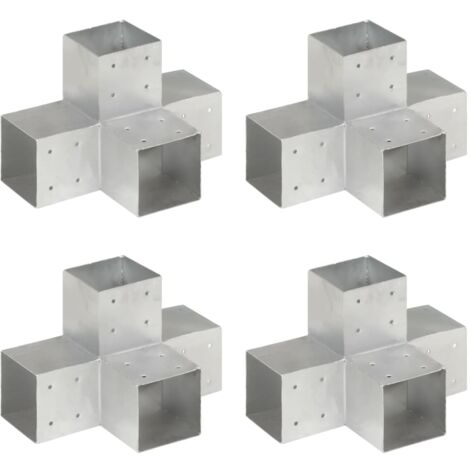 4er Set Pfostenverbinder X-Form Galvanisiertes Metall 101x101mm