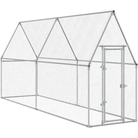 Hühnerkäfig Silbern 400x100x190 cm Verzinkter Stahl vidaXL