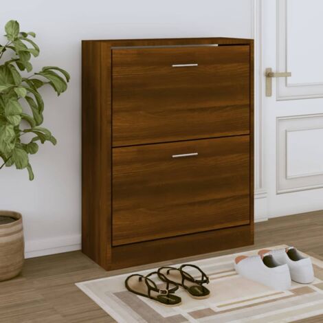 vidaXL Schuhschrank Eiche Braun 63x24x81 cm aus Spanplatte