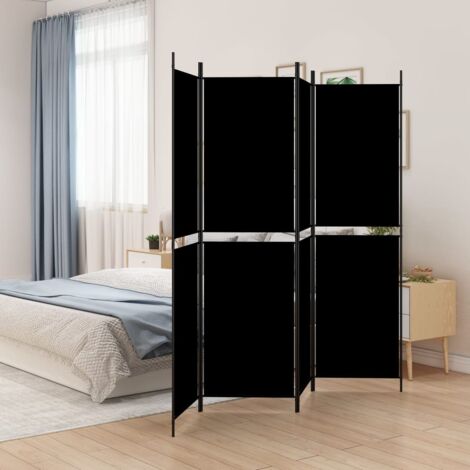 4-tlg. Paravent Raumteiler  Sichtschutz für Balkon, Garten  Schwarz 200x200 cm Stoff DE59806