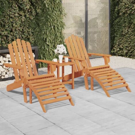 2er Set Gartenstühle Gartensessel Adirondack Stühle für Garten Terrasse Balkon mit Fußteilen Massivholz Akazie DE54175