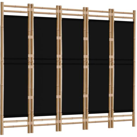5-tlg. Paravent Faltbar Raumteiler Sichtschutz fr Balkon, Garten 200 cm  Bambus und Canvas DE89716