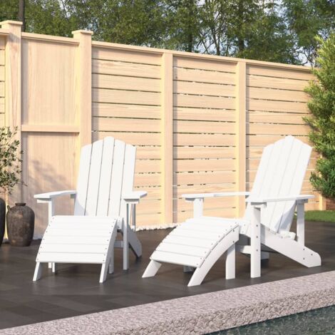 2er Set Gartenstühle Gartensessel Adirondack Stühle für Garten Terrasse Balkon mit Hockern HDPE Weiß DE89403 (1/4)