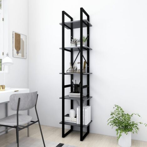 Bücherregal 5 Fächer,Bücherschrank,Standregal,Küchenregal Grau 40x30x175 cm Holzwerkstoff GEWBV5222837 BonneVie (1/5)