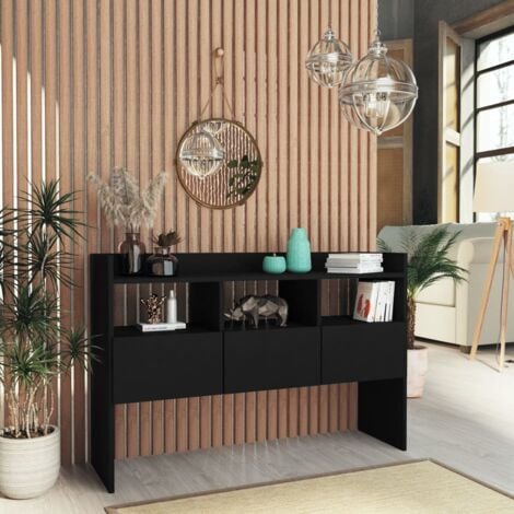 Sideboard  Sideboard  Kommode  Küchenschrank  Aufbewahrungsschrank Schwarz 105x30x70 cm Holzwerkstoff NNDG4973 BonneVie