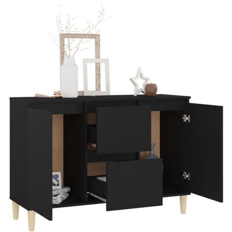 Sideboard  Sideboard  Kommode  Küchenschrank  Aufbewahrungsschrank Schwarz 103,5x35x70 cm Holzwerkstoff NNDG6907 BonneVie