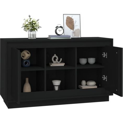 Sideboard  Sideboard  Kommode  Küchenschrank  Aufbewahrungsschrank Schwarz 102x35x60 cm Holzwerkstoff NNDG2203 BonneVie