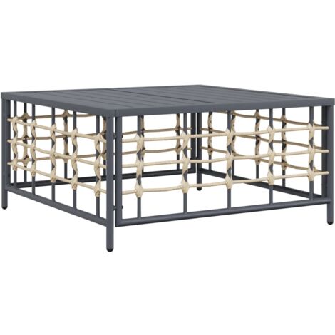 Gartentisch，Terrassentisch，Gartenmöbel，Balkontisch Anthrazit 70x70x34 cm Poly Rattan VMEC492607 Bonnevie