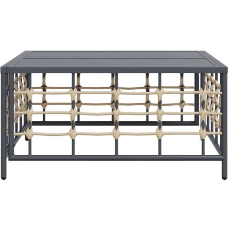 Gartentisch，Terrassentisch，Gartenmöbel，Balkontisch Anthrazit 70x70x34 cm Poly Rattan VMEC492607 Bonnevie