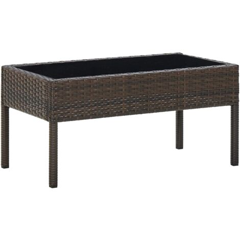 Gartentisch，Terrassentisch，Gartenmöbel，Balkontisch Braun 75x40x37 cm Poly Rattan VMEC594381 BonneVie