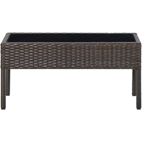 Gartentisch，Terrassentisch，Gartenmöbel，Balkontisch Braun 75x40x37 cm Poly Rattan VMEC594381 BonneVie
