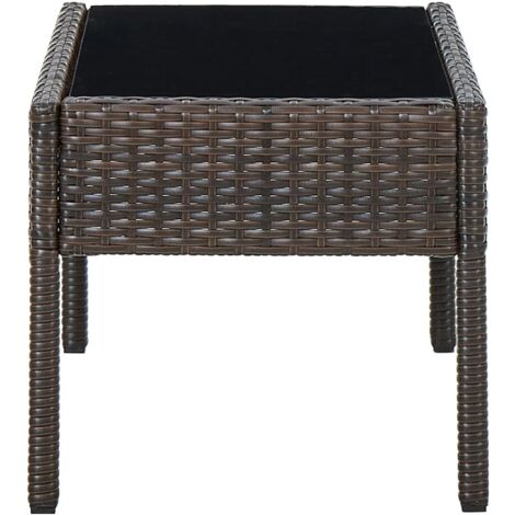 Gartentisch，Terrassentisch，Gartenmöbel，Balkontisch Braun 75x40x37 cm Poly Rattan VMEC594381 BonneVie