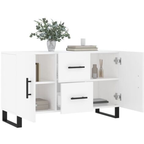 Sideboard，Beistellschrank，Kommode fuer Flur, Kueche, Esszimmer und Wohnzimmer Weiß 100x36x60 cm Holzwerkstoff VRINE932991 BonneVie