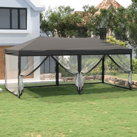 Partyzelt Faltbar Familienzelt Faltzelt für Camping/Markt/Festival Pavillon Faltbar mit Seitenwänden Anthrazit 3x6 m XDGN199194 BonneVie (1/5)