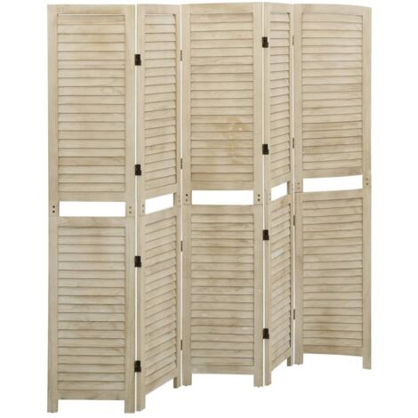 5-tlg. Raumteiler  Paravent  Trennwand  Stellwand Sichtschutz Balkon 175x165 cm Massivholz Paulownia XDFNX855014 BonneVie (1/5)