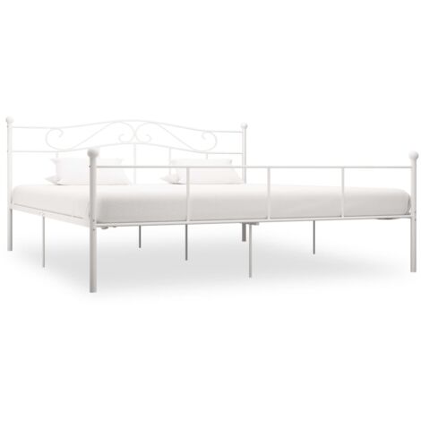 Bettgestell, Schlafzimmerbett/Doppelbett, Erwachsenenbett Weiß Metall 180×200 cm XTJTE857813 (1/5)