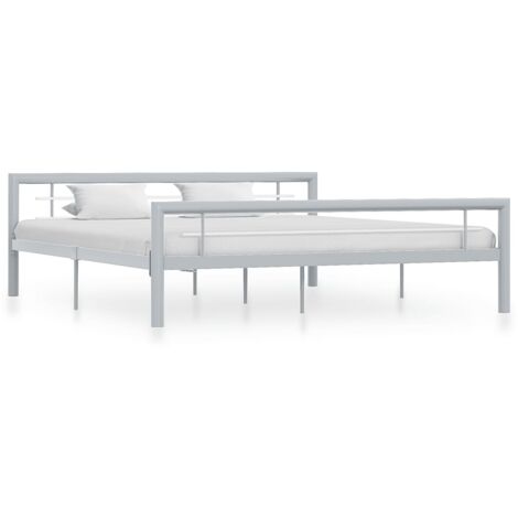 Bettgestell - Schlafzimmerbett/Doppelbett - Erwachsenenbett Grau und Weiß Metall 180 × 200 cm XTJTE121622 (1/5)
