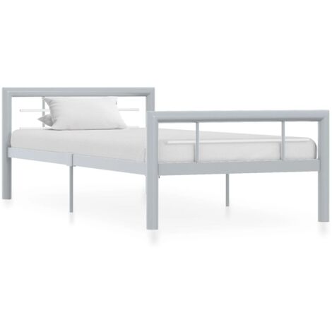 Bettgestell - Schlafzimmerbett - Erwachsenenbett Grau und Weiß Metall 100 × 200 cm XTJTE417822 (1/5)
