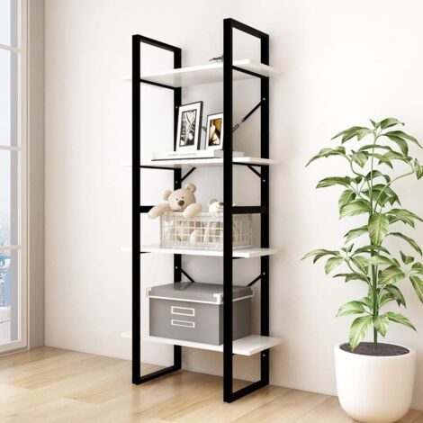 Bücherregal 4 Fächer,Bücherschrank,Standregal,Küchenregal Weiß 60x30x140 cm Kiefer Massivholz GEWBV8366590 (1/5)