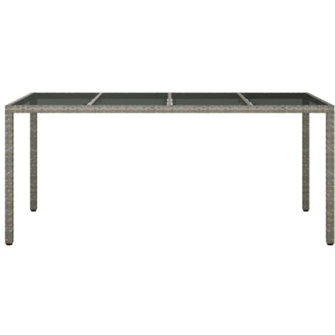 Gartentisch，Terrassentisch，Gartenmöbel，Balkontisch Grau 190x90x75 cm Gehärtetes Glas und Poly Rattan VMEC225377