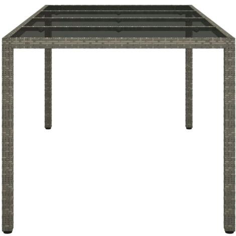 Gartentisch，Terrassentisch，Gartenmöbel，Balkontisch Grau 190x90x75 cm Gehärtetes Glas und Poly Rattan VMEC225377