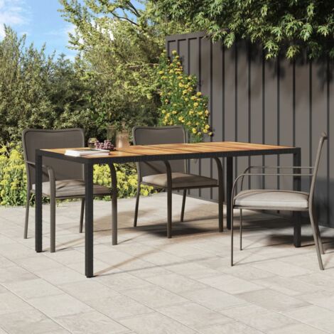 Gartentisch,Terrassentisch,Gartenmöbel,Balkontisch 190x90x75 cm Poly Rattan und Akazienholz Schwarz VMEC639437 (1/5)