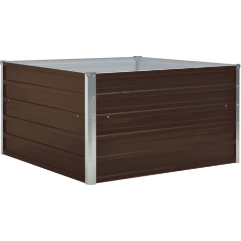 HochbeetBlumenkastenPflanzkasten Balkon, Terrasse, Garten 100 x 100 x 45  cm Verzinkter Stahl Braun VMEC774418
