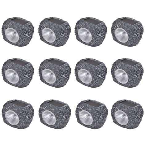 Outdoor LED-Solarstrahler 12 Stk. Steinform CFW126426 (1/5)