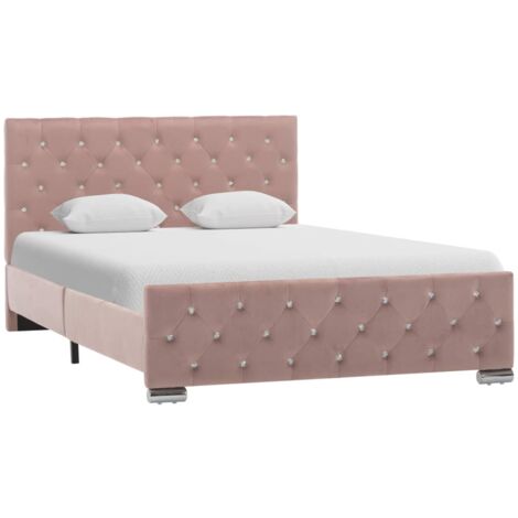 Bettgestell, Schlafzimmerbett/Doppelbett, Erwachsenenbett Rosa Samt 120x200 cm XTJTE273872 (1/5)