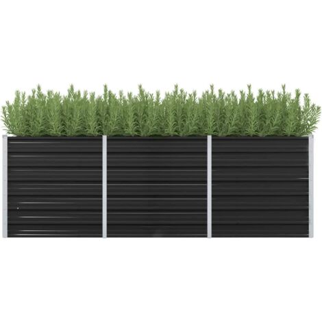 Garten-Hochbeet,Blumenkasten,Pflanzkasten Balkon, Terrasse, Garten Anthrazit 240 x 80 x 77 cm Verzinkter Stahl VMEC970877 (1/5)